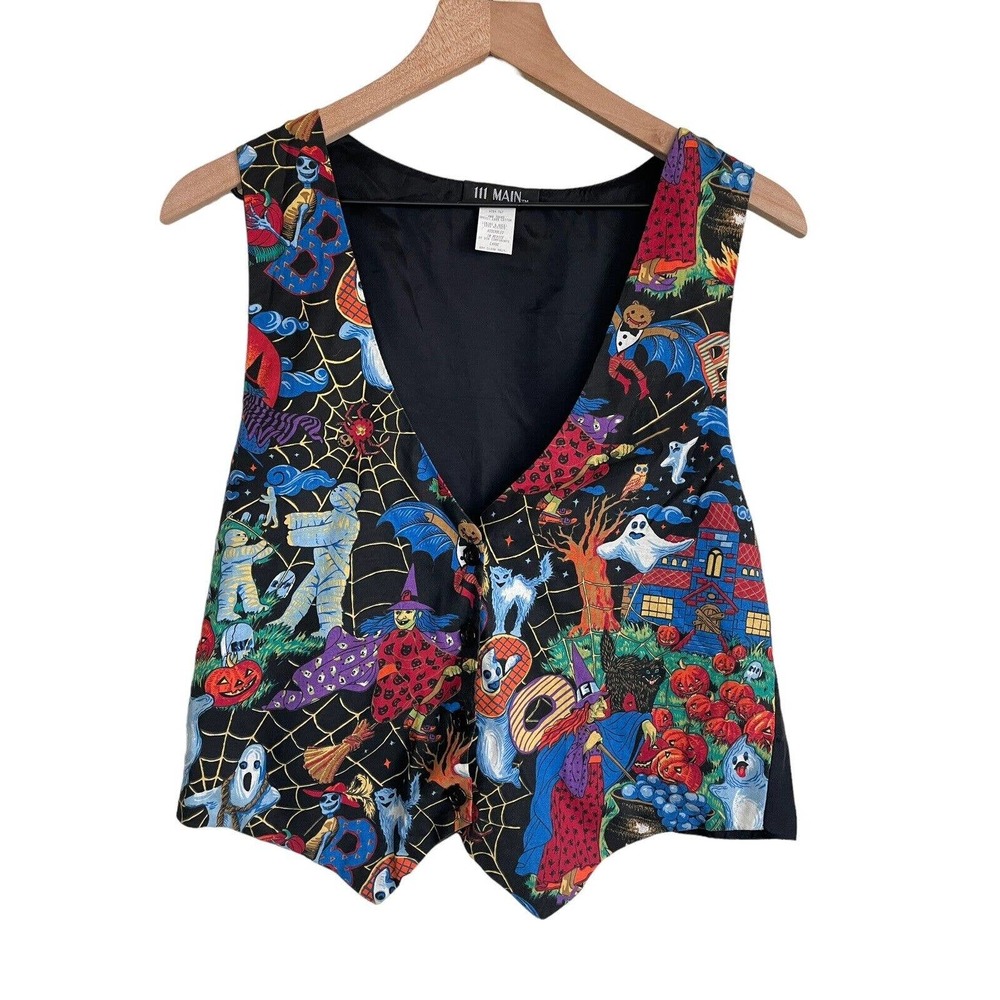 III Main Women's Halloween Vest Sleeveless Black Size Large